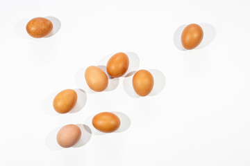 chicken eggs on a white background isolated