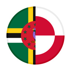 round icon with greenland and dominica flags. vector illustration isolated on white background