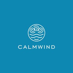 Wall Mural - Circle Calm Water and Wind Logo Concept, Line Art Water Wind Symbol Simple Modern