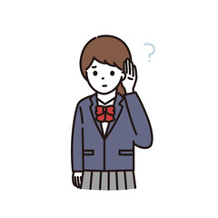 Sticker - 聞こえづらくて困っている難聴の制服の女子学生