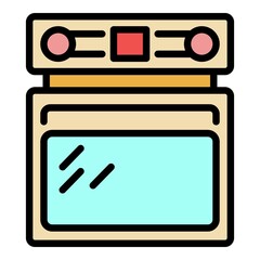 Poster - Microwave oven icon. Outline microwave oven vector icon color flat isolated
