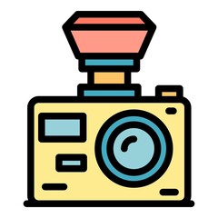 Poster - Camcorder icon. Outline camcorder vector icon color flat isolated
