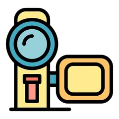 Poster - Pocket camcorder icon. Outline pocket camcorder vector icon color flat isolated