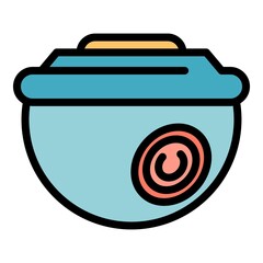 Poster - Round camcorder icon. Outline round camcorder vector icon color flat isolated