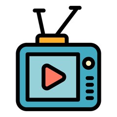 Poster - Tv player icon. Outline tv player vector icon color flat isolated