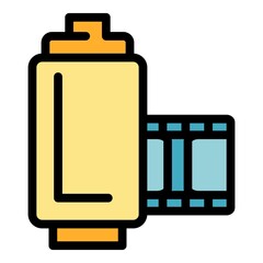 Poster - Video reel icon. Outline video reel vector icon color flat isolated
