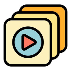 Poster - Play videos icon. Outline play videos vector icon color flat isolated