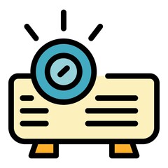 Poster - Projector icon. Outline projector vector icon color flat isolated