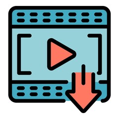 Poster - Video trailer icon. Outline video trailer vector icon color flat isolated