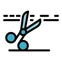 Poster - Scissors movie icon. Outline scissors movie vector icon color flat isolated