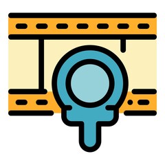 Poster - Movie creator icon. Outline movie creator vector icon color flat isolated