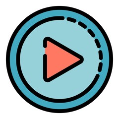 Poster - Play button icon. Outline play button vector icon color flat isolated