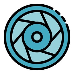 Poster - camera lens icon. outline camera lens vector icon color flat isolated