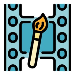 Poster - Video editing software icon. Outline video editing software vector icon color flat isolated