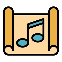 Sticker - Playlist icon. Outline playlist vector icon color flat isolated