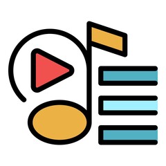 Poster - Media playlist icon. Outline media playlist vector icon color flat isolated