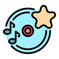 Poster - Star playlist icon. Outline star playlist vector icon color flat isolated
