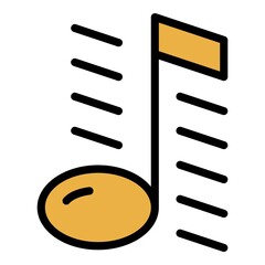 Poster - Musical note icon. Outline musical note vector icon color flat isolated