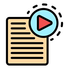 Poster - Audio playlist icon. Outline audio playlist vector icon color flat isolated