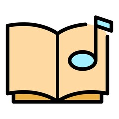 Poster - Note book music icon. Outline note book music vector icon color flat isolated