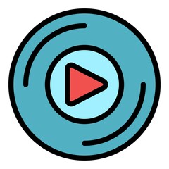 Poster - Playlist play icon. Outline playlist play vector icon color flat isolated