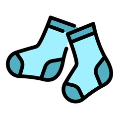 Wall Mural - Pair of socks icon. Outline pair of socks vector icon color flat isolated