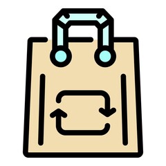 Poster - Eco recycle bag icon. Outline eco recycle bag vector icon color flat isolated