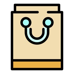 Poster - Ecological bag icon. Outline ecological bag vector icon color flat isolated