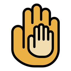 Poster - hands help reliability icon. outline hands help reliability vector icon color flat isolated