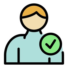 Sticker - Person reliability icon. Outline person reliability vector icon color flat isolated