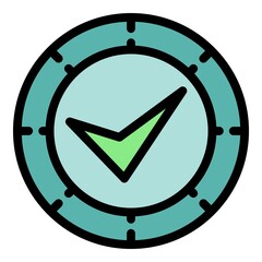 Poster - Approved reliability icon. Outline approved reliability vector icon color flat isolated