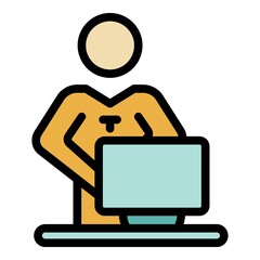 Poster - Office manager reliability icon. Outline office manager reliability vector icon color flat isolated