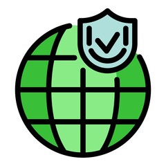 Poster - Global reliability icon. Outline global reliability vector icon color flat isolated