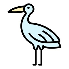 Poster - lake stork icon. outline lake stork vector icon color flat isolated