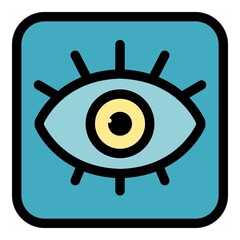 Sticker - Alchemy eye amulet icon. Outline alchemy eye amulet vector icon color flat isolated