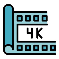 Poster - 4k video stream icon. outline 4k video stream vector icon color flat isolated
