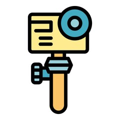 Poster - Portable action camera icon. Outline portable action camera vector icon color flat isolated