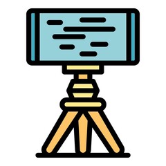 Poster - smartphone tripod stream icon. outline smartphone tripod stream vector icon color flat isolated