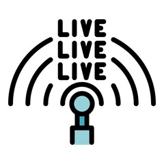 Poster - broadcast live stream icon. outline broadcast live stream vector icon color flat isolated