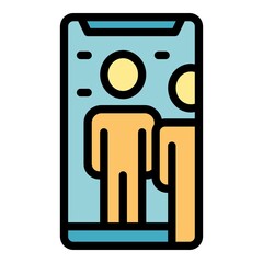 Poster - phone online stream icon. outline phone online stream vector icon color flat isolated
