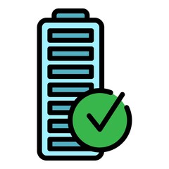 Poster - Full battery icon. Outline full battery vector icon color flat isolated