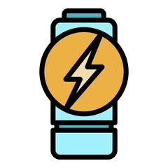 Poster - Flash charge battery icon. Outline flash charge battery vector icon color flat isolated