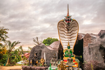 Sticker - A Snake Sculpture at a Buddhist Thai Temple in the District Sisaket Thailand