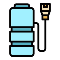 Poster - Plug charge battery icon. Outline plug charge battery vector icon color flat isolated