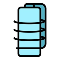 Poster - New battery icon. Outline new battery vector icon color flat isolated
