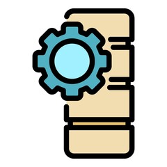 Poster - Gear wheel battery icon. Outline gear wheel battery vector icon color flat isolated