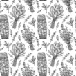 © Kseniia - Hand drawn seamless pattern with herbal bunches. Vector illustration in sketch style