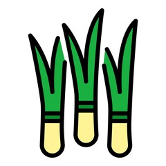 Sticker - Fresh chives icon. Outline fresh chives vector icon color flat isolated