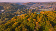 View of the Pachołek hill in Gdańsk Oliwa. View from the drone, amazing autumn morning.