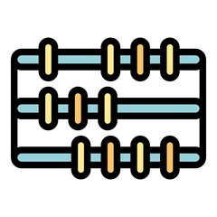 Poster - Arithmetic abacus icon. Outline arithmetic abacus vector icon color flat isolated